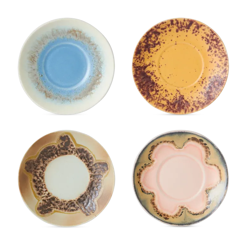 4 soucoupes en grès multicolore 11,5cm Océan - HKLIVING