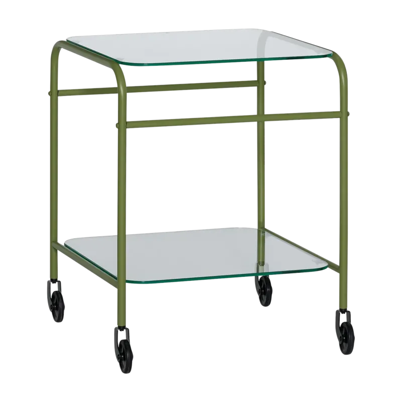 Chariot en verre transparent vert 43x42xh54cm Zephyr - Hübsch