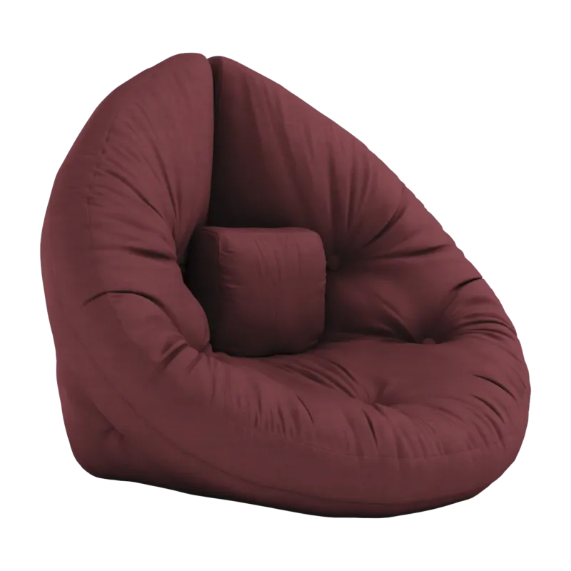 Pouf fauteuil en coton bordeaux 75x80x60cm Mini Nido - Karup Design
