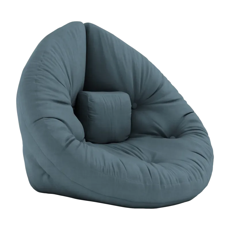Pouf fauteuil en coton petrol blue 75x80x60cm Mini Nido - Karup Design