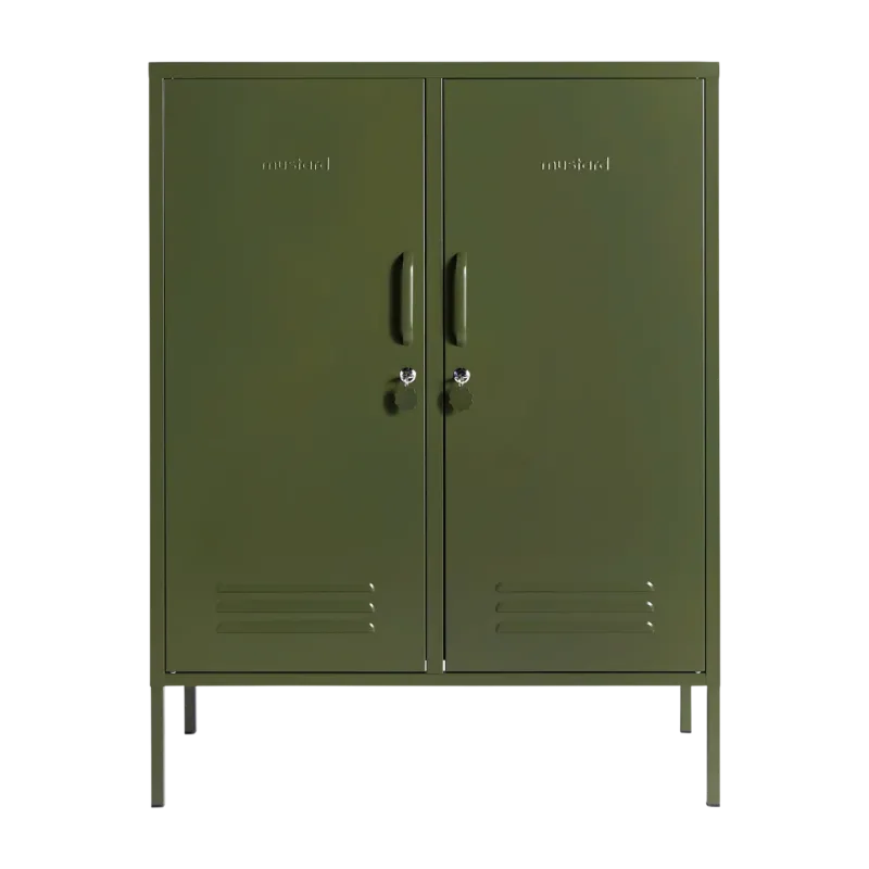 Casier en acier vert olive 85x40x111cm The Midi - Mustard Made