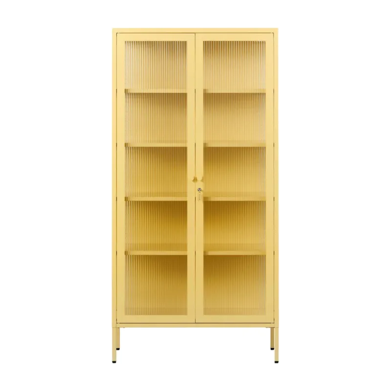 Vaisselier en acier jaune et verre cannelé 85x40x170cm The Collector - Mustard Made