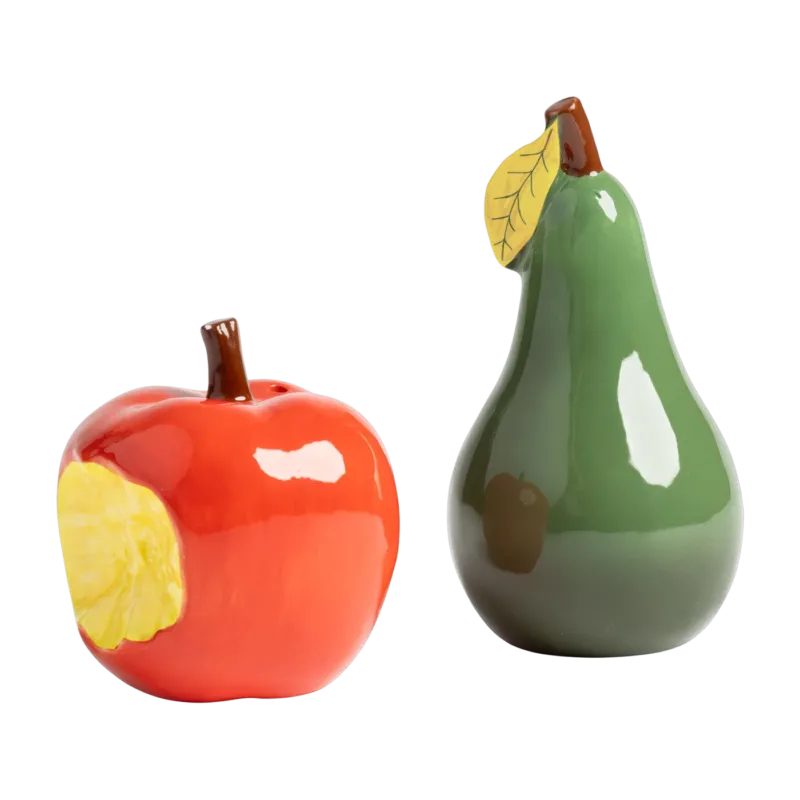 Salière et poivrière en dolomite pomme et poire 10cm - &Klevering