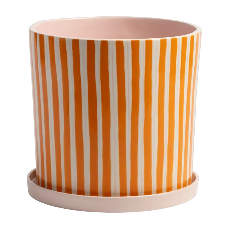 Pot de fleurs en porcelaine rayures orange 21,5cm Ray - &Klevering