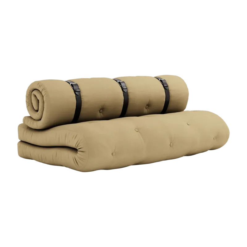 Futon canapé convertible en coton beige blé 140x95x60cm Buckle-up - Karup Design