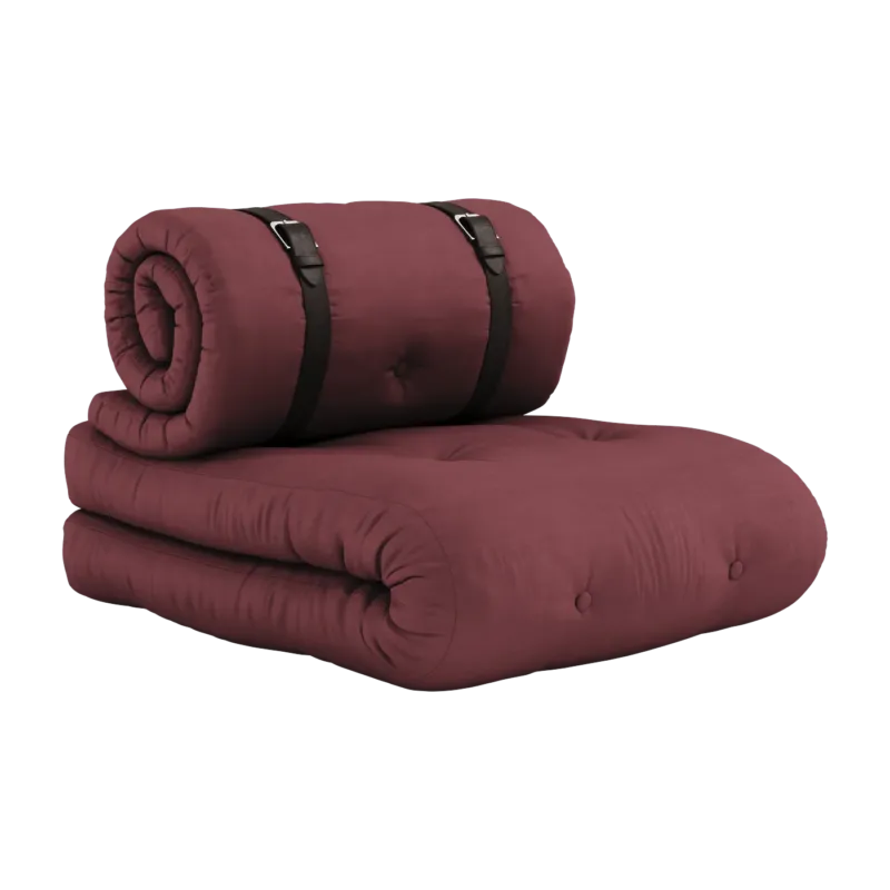Fauteuil convertible en lit de jour en coton bordeaux 95x70x60cm Buckle-up - Karup Design