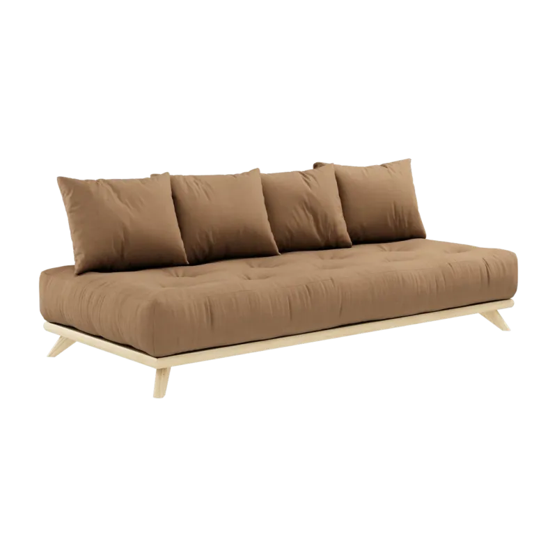 Canapé 2 places en pin et matelas mocca 200x90cm Senza - Karup Design