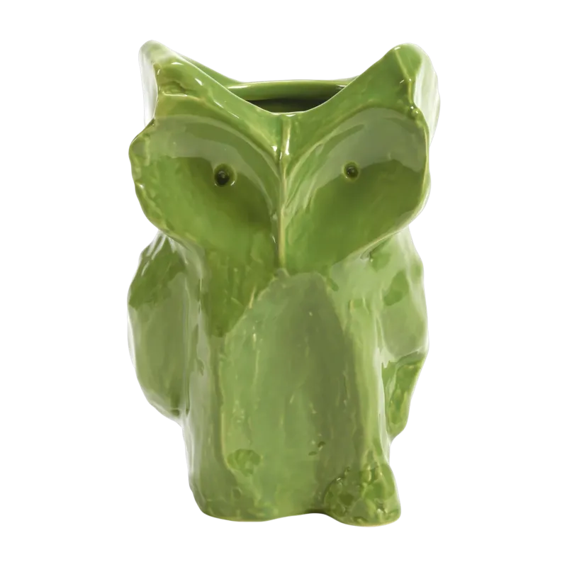 Vase hibou en grès vert 23cm Après Minuit - Serax