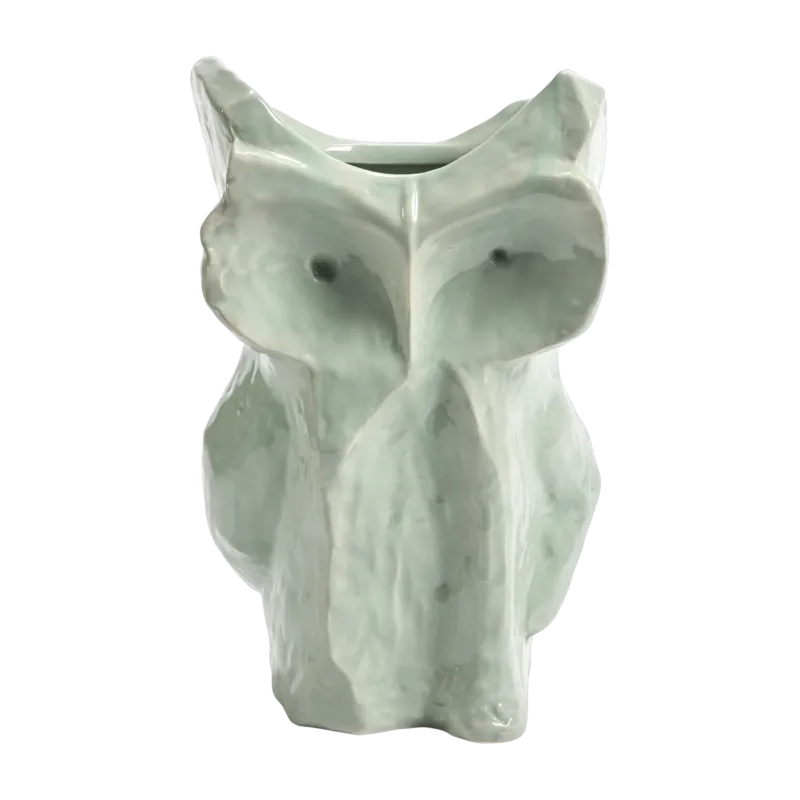 Vase hibou en grès bleu clair 30cm Après Minuit - Serax
