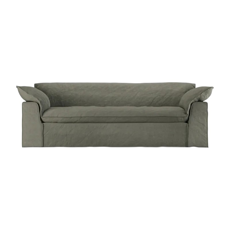 Canapé 244cm en lin vert armée Nomade - HKLIVING