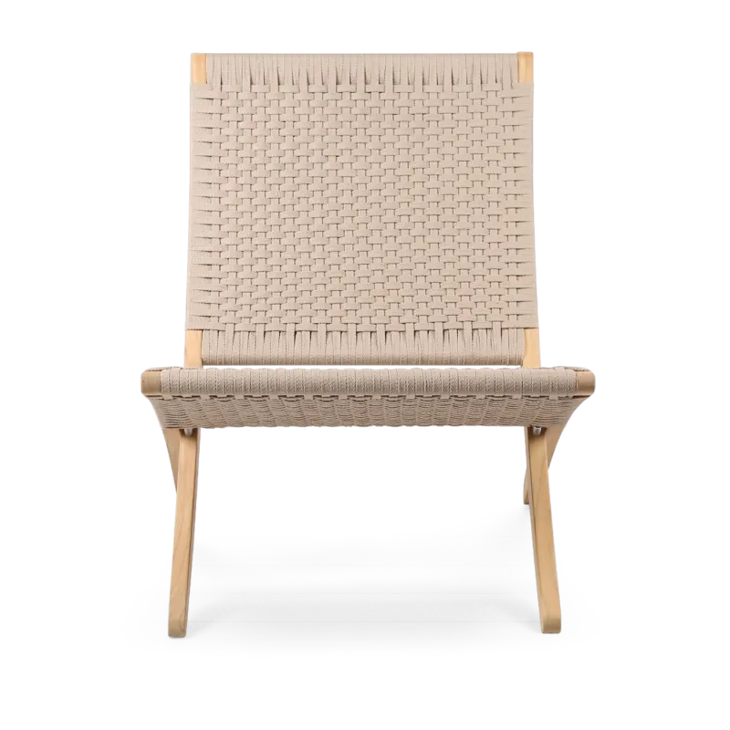 Chaise d'extérieur en teck non traité et assise sesame 76cm Cuba Chair - Carl Hansen & Søn