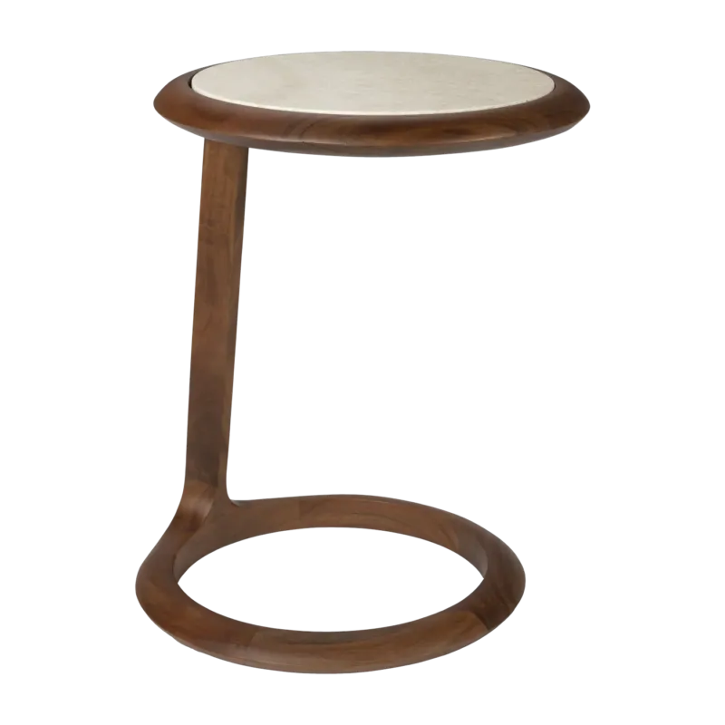 Table d'appoint en bois d'acacia et mabre 41x45x55cm Doppio - Zuiver