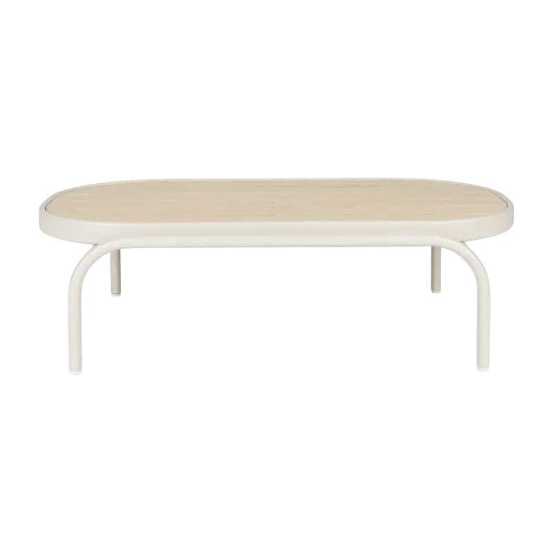 Table basse de jardin en aluminium beige et bois 110x62,5x32cm Vista - Zuiver