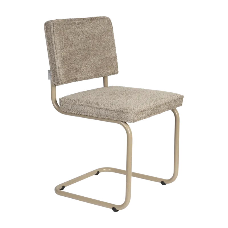 Chaise en tissu bouclé et aluminium beige Ridge - Zuiver