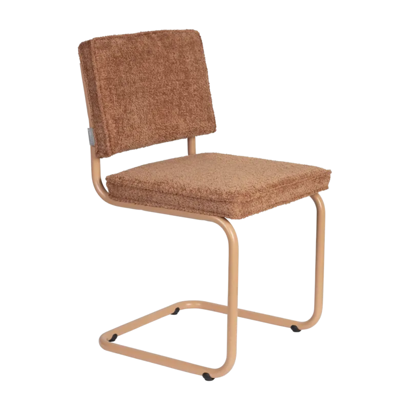 Chaise en tissu bouclé et aluminium terracotta Ridge - Zuiver