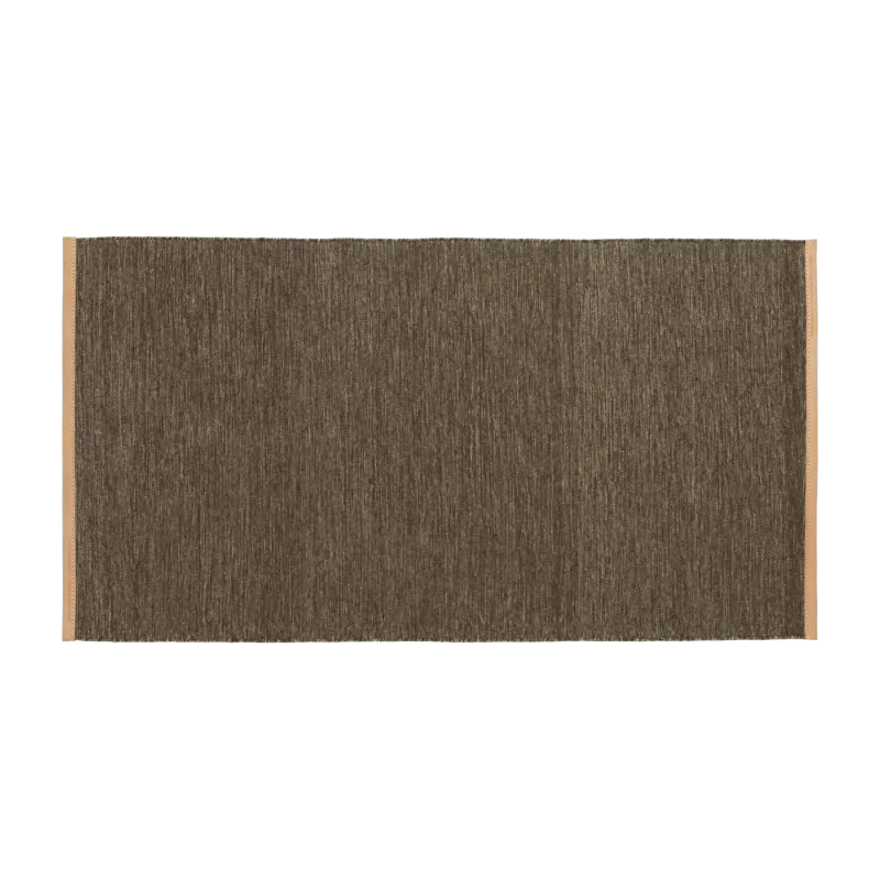 Tapis rectangulaire en laine brun et bordure en cuir 70x130cm Björk - Design House Stockholm