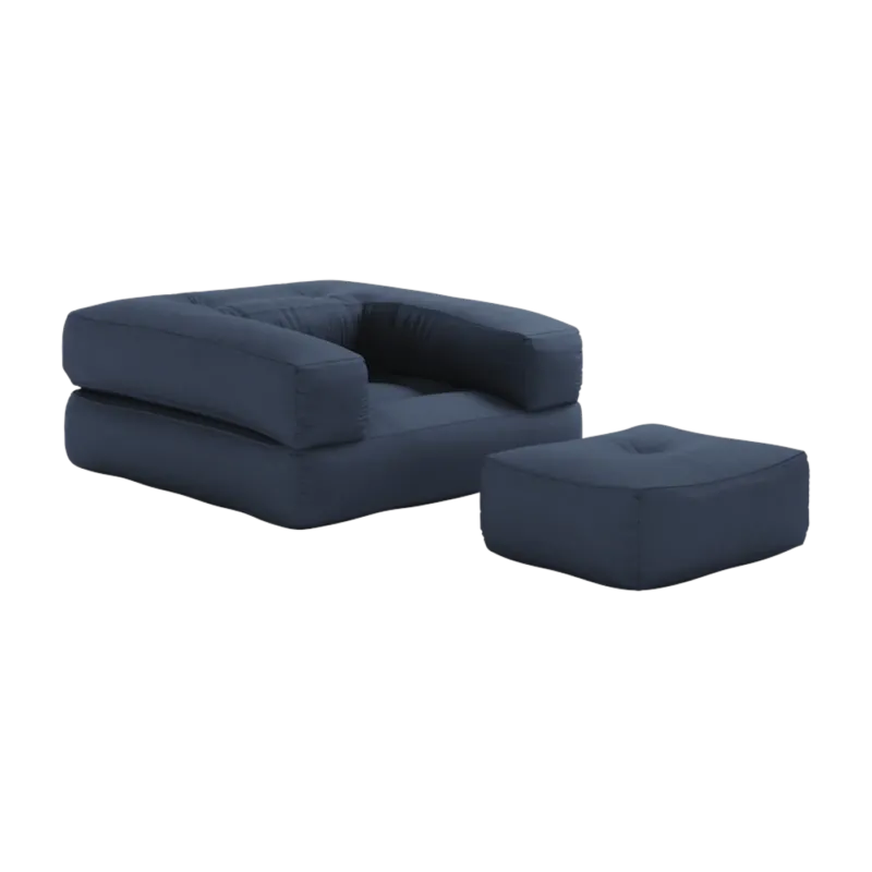 Pouf fauteuil en coton navy 95x90x50cm Cube chair - Karup Design