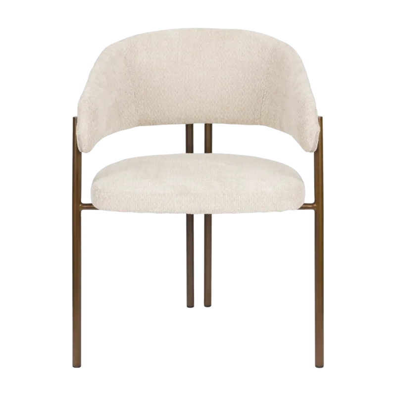 Chaise en tissu beige et acier bronze Naida - Dutchbone