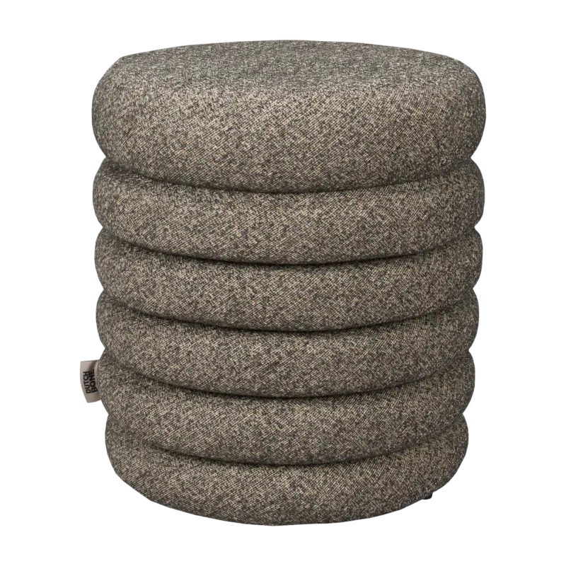 Tabouret rond en tissu noir 37x43cm Fern - Dutchbone