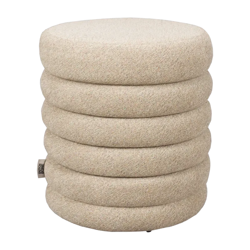 Tabouret rond en tissu beige 37x43cm Fern - Dutchbone