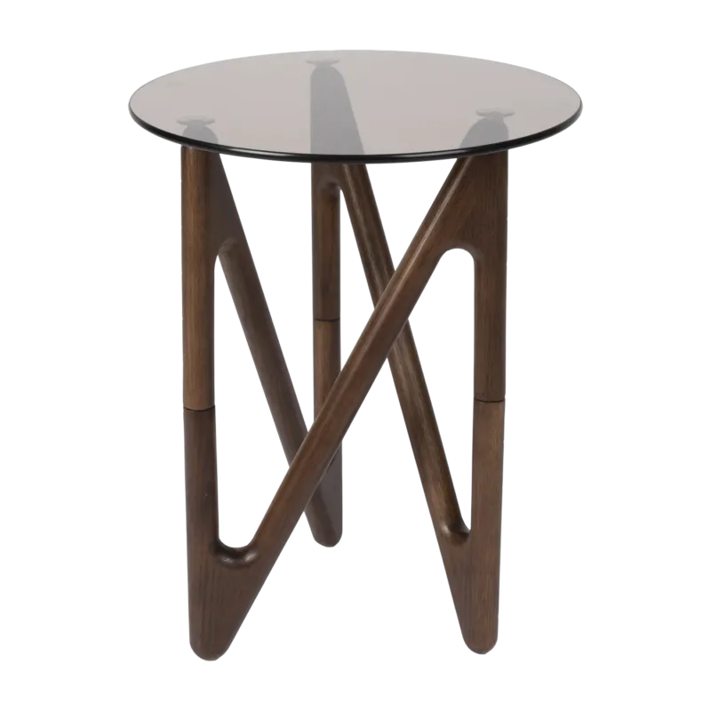 Table d'appoint en verre et bois de chêne foncé 40x40x50cm Naia - Dutchbone