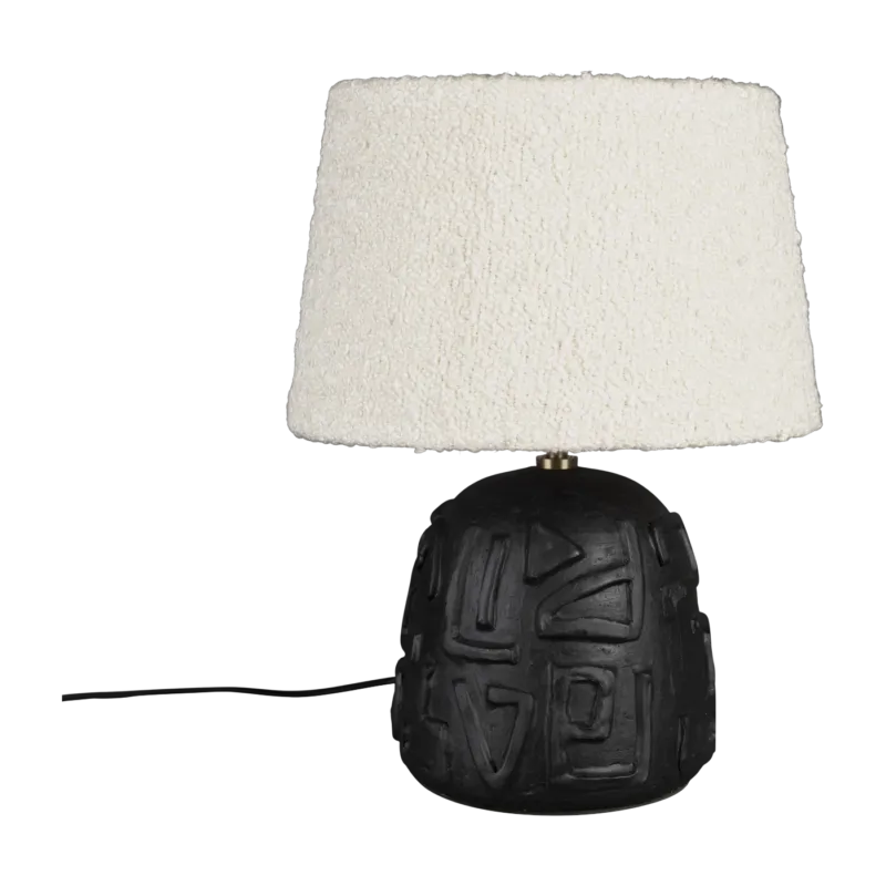 Lampe en céramique noire et tissu bouclé Renzo - Dutchbone