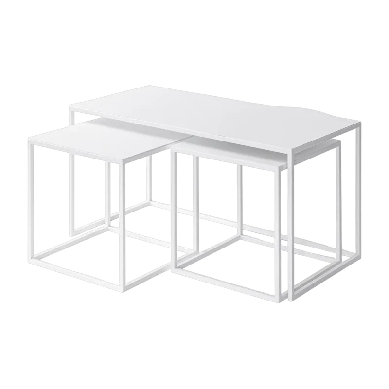 Table gigogne en acier blanc 45x90cm Tre Semina X - Metallbude