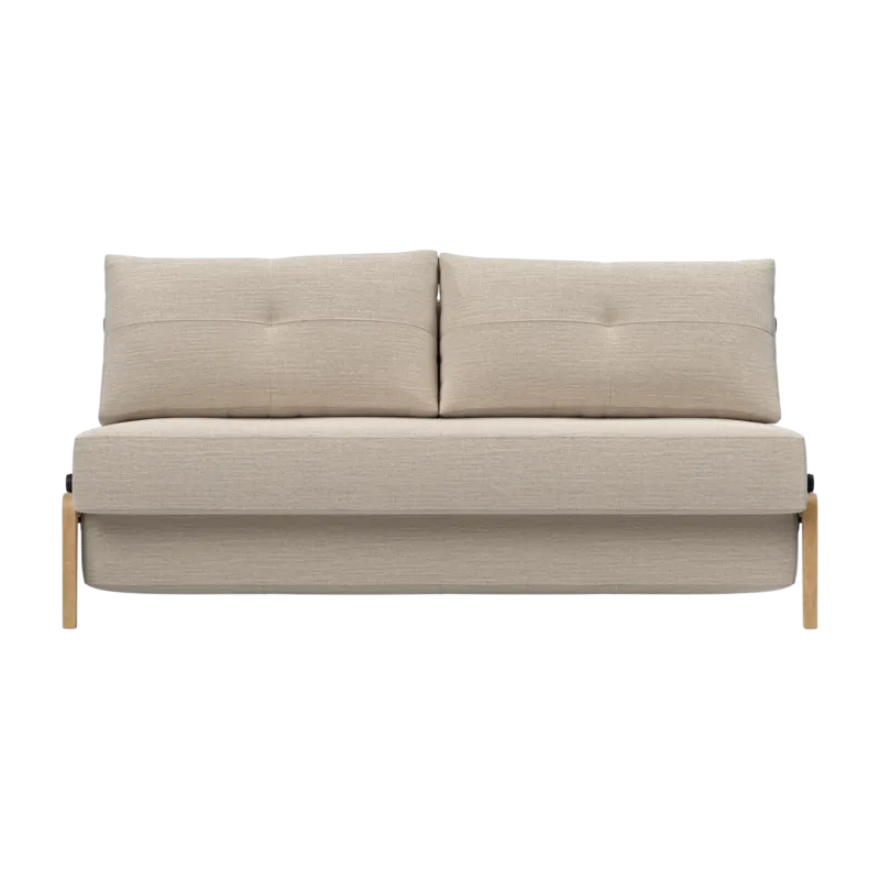 Canapé convertible pied en chêne et tissu blida sand grey 160-200cm Cubed 02 - Innovation Living