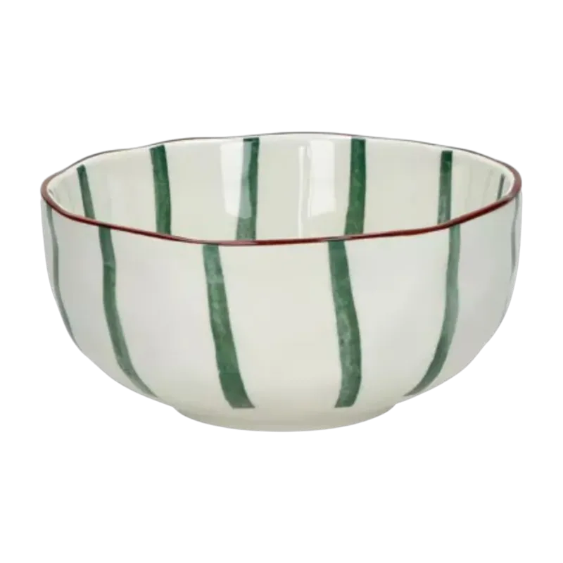 Bol à soupe en porcelaine rayé vert 6cm - Pomax