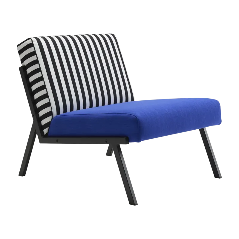 Fauteuil en tissu rayé bleu 69cm Vikko - Innovation Living