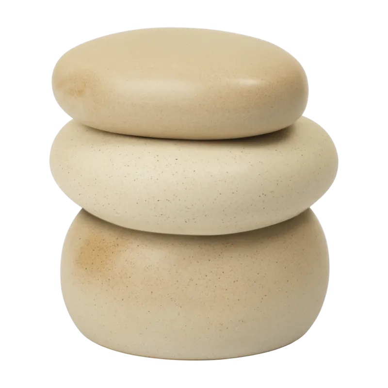 Boite en forme de galet en grès émaillé sable 14cm- Ferm Living