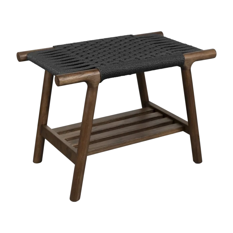Tabouret en chêne et assise tressée marron 35x60x43cm Kintaro - Dutchbone