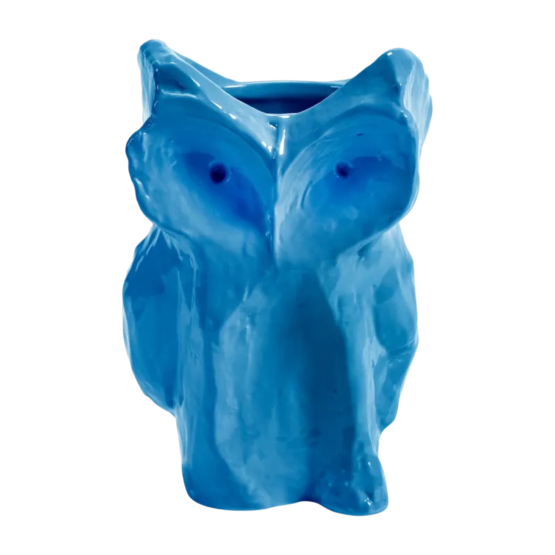 Vase hibou en grès bleu 23cm Après Minuit - Serax