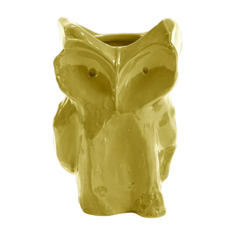 Vase hibou en grès jaune 23cm Après Minuit - Serax