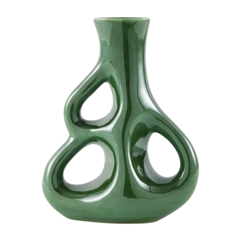Vase à trois oreilles en grès vert 17x9x21cm - pols potten