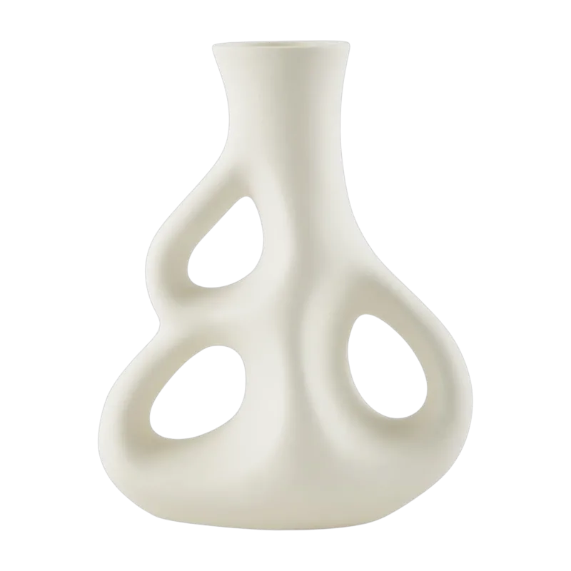 Vase à trois oreilles en grès blanc 17x9x21cm - pols potten