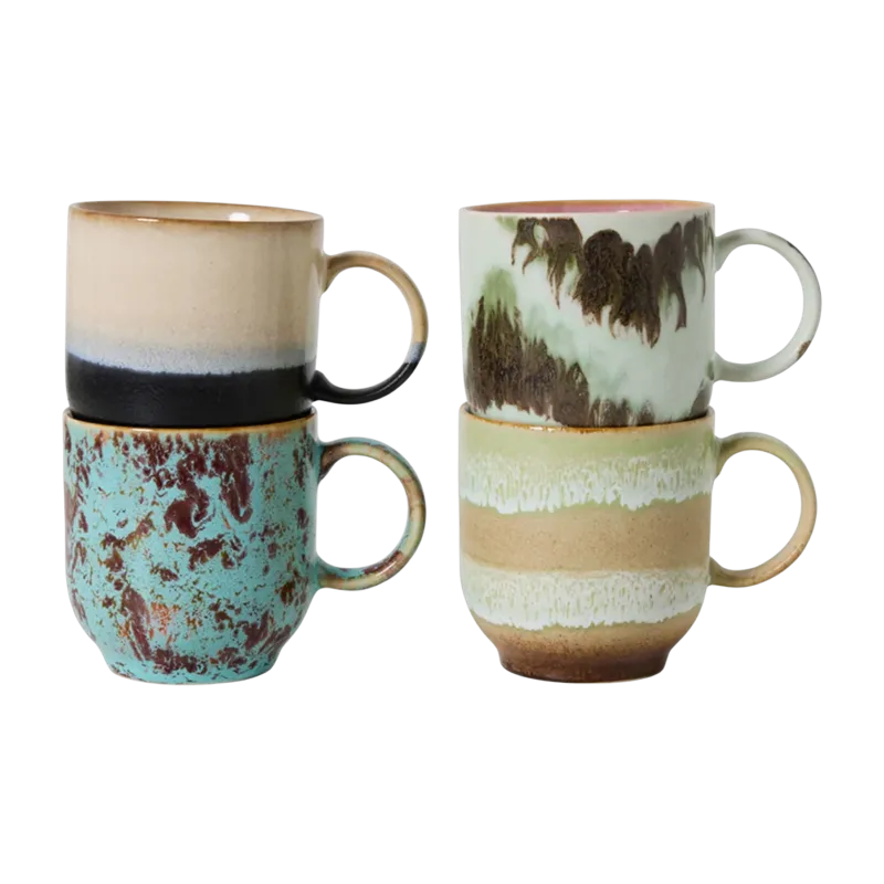 Mugs à café en céramique colorés 10x8x7cm 70's céramique - HKliving