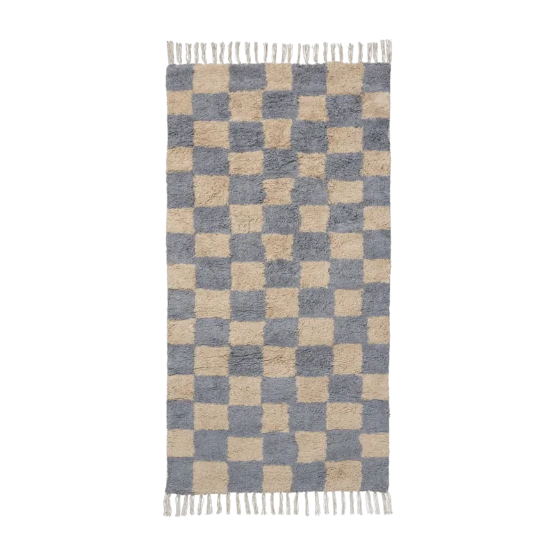 Tapis en coton organique bleu 80x150cm Mara - Ferm Living