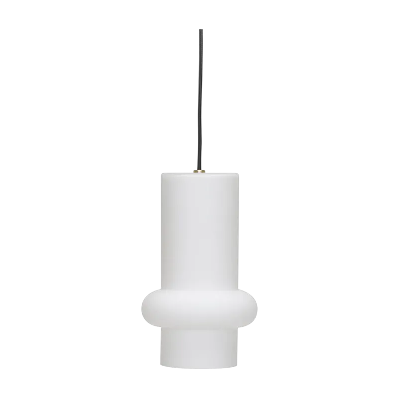 Suspension en verre opale givré blanc mat 15x25cm down Pilule - Hübsch