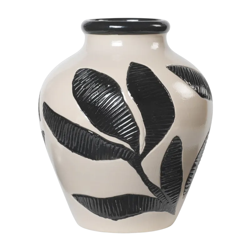 Vase en céramique peinte à la main gris et noir 25x30cm Herbert - Broste Copenhagen