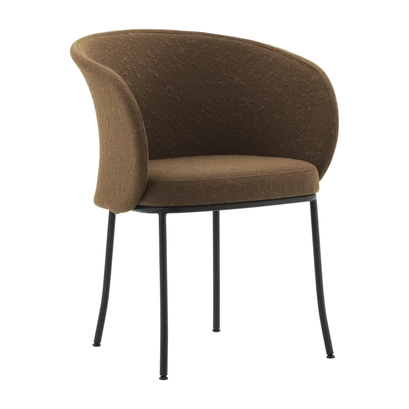 Chaise avec accoudoirs en tissu brandy et acier noir Knit - Normann Copenhagen
