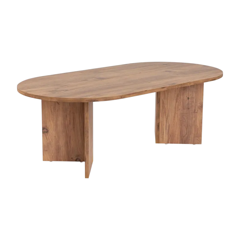 Table basse ovale en bois 119x69x40cm Sable - Home Design