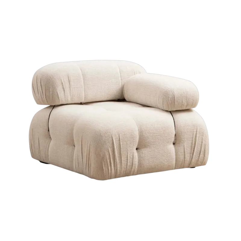 Module d'angle droit en tissu bouclé crème 95x75cm Bubble 1R - Home Design