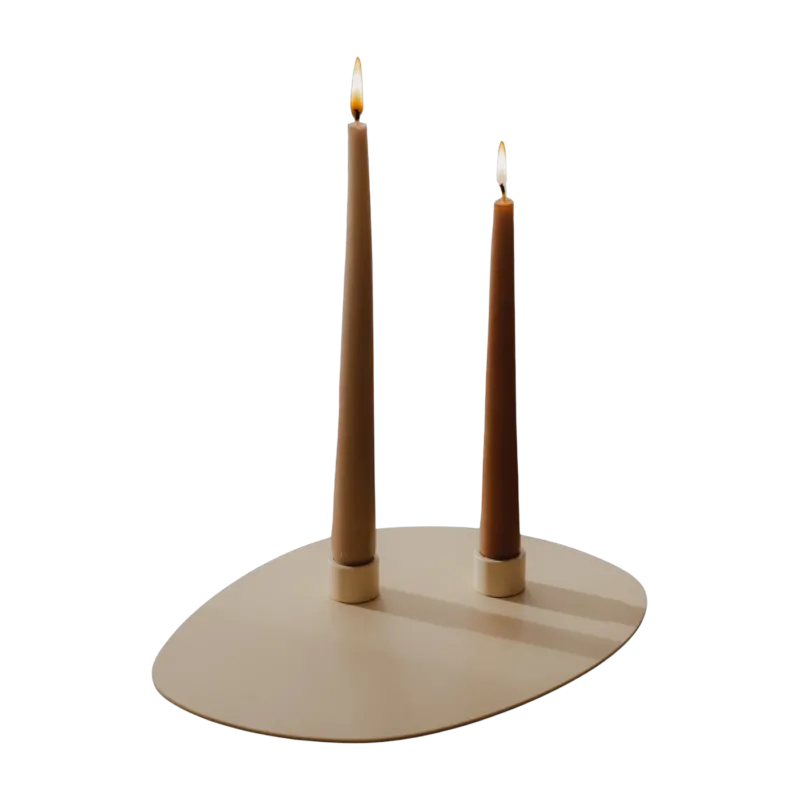 Bougeoirs en acier beige cashew 3x2,2cm Noa - Metallbude