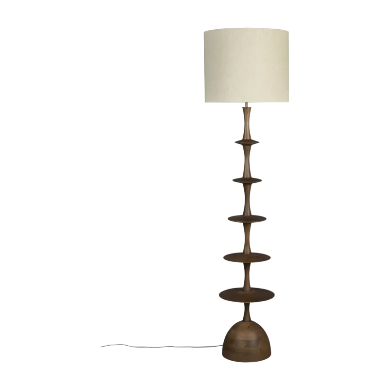 Lampadaire en bois de manguier finition noyer 45x179cm Cath - Dutchbone