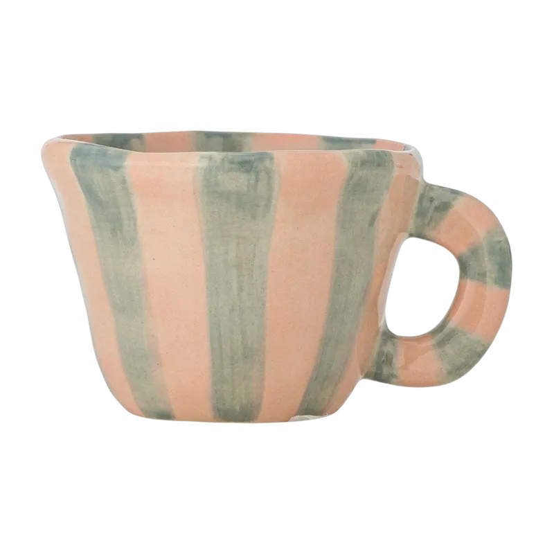 Tasse à espresso en grès à rayures rose et bleu Nini - Bloomingville