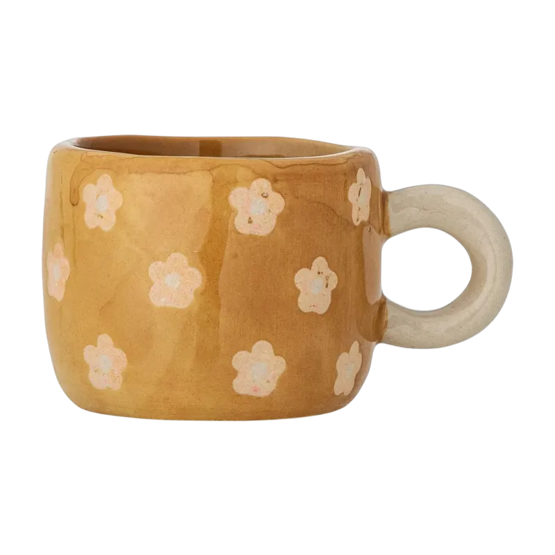 Tasse à espresso en grès marron fleurs Nini - Bloomingville