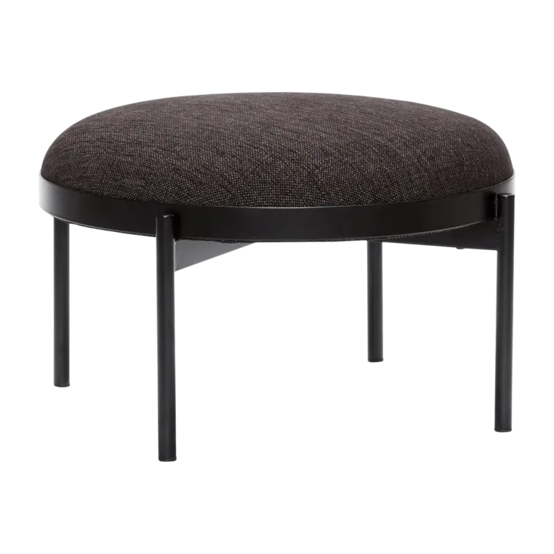 Repose-pied rond en tissu noir - Hübsch - The Cool Republic