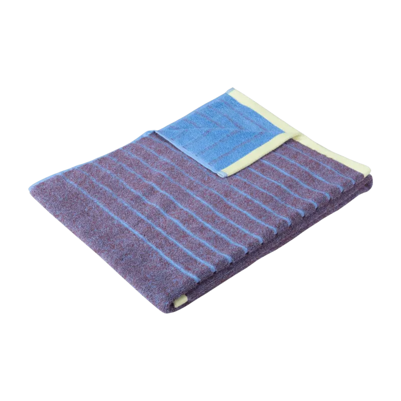Serviette de bain en coton violet et bleu 50x100cm Promenade - Hübsch - The Cool Republic