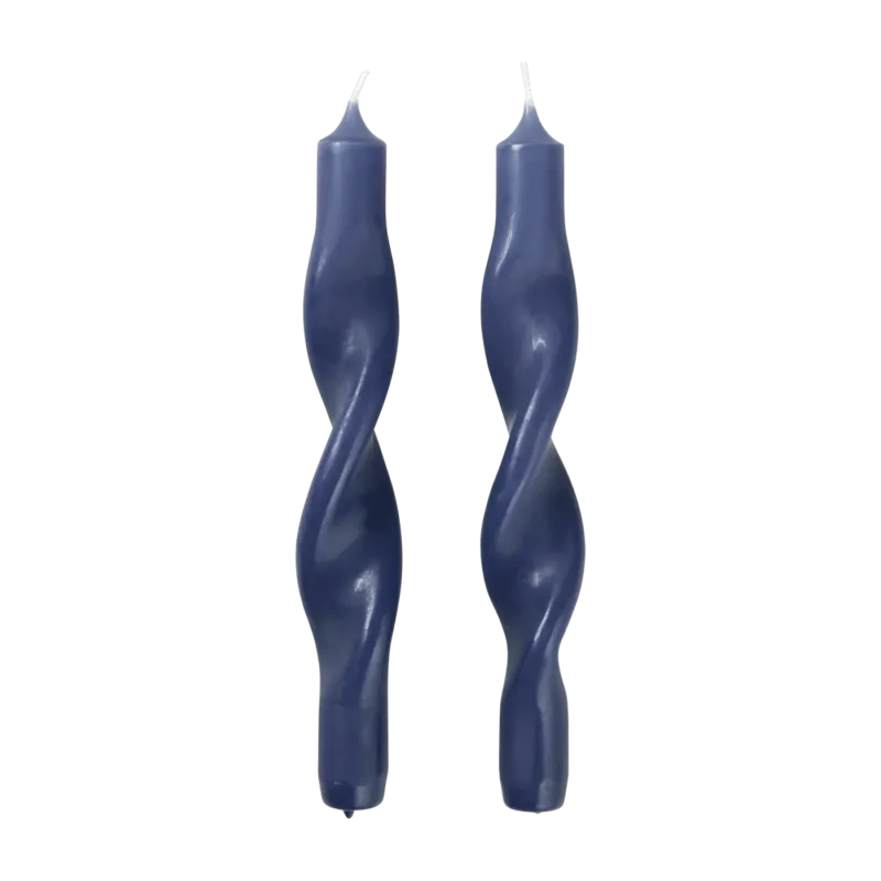 Set de 2 bougies bleu foncé Twist - Broste Copenhagen - The Cool Republic